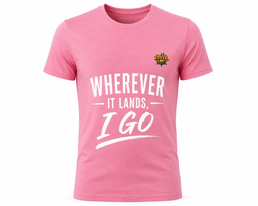 Pink Tee — “Wherever it Lands, I Go” — Travel by Dart