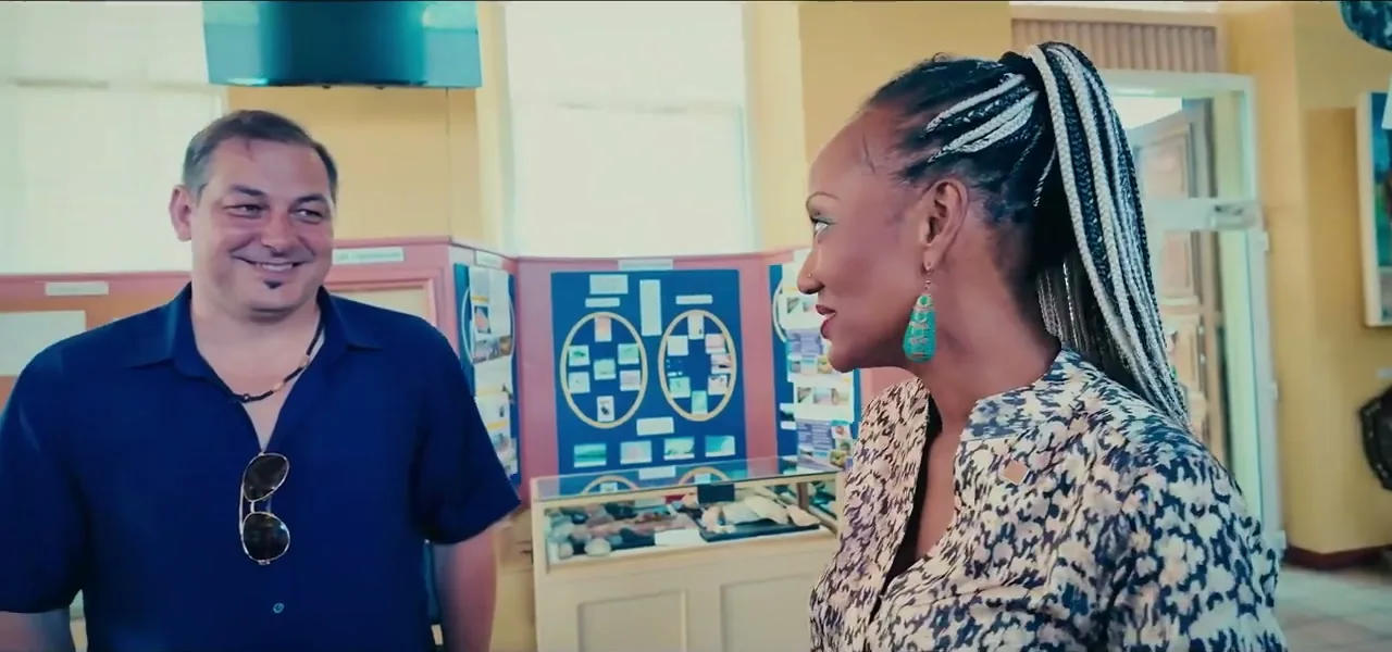Sorin interviewing Keisha Schahaff, the first Caribbean person in space, in Antigua