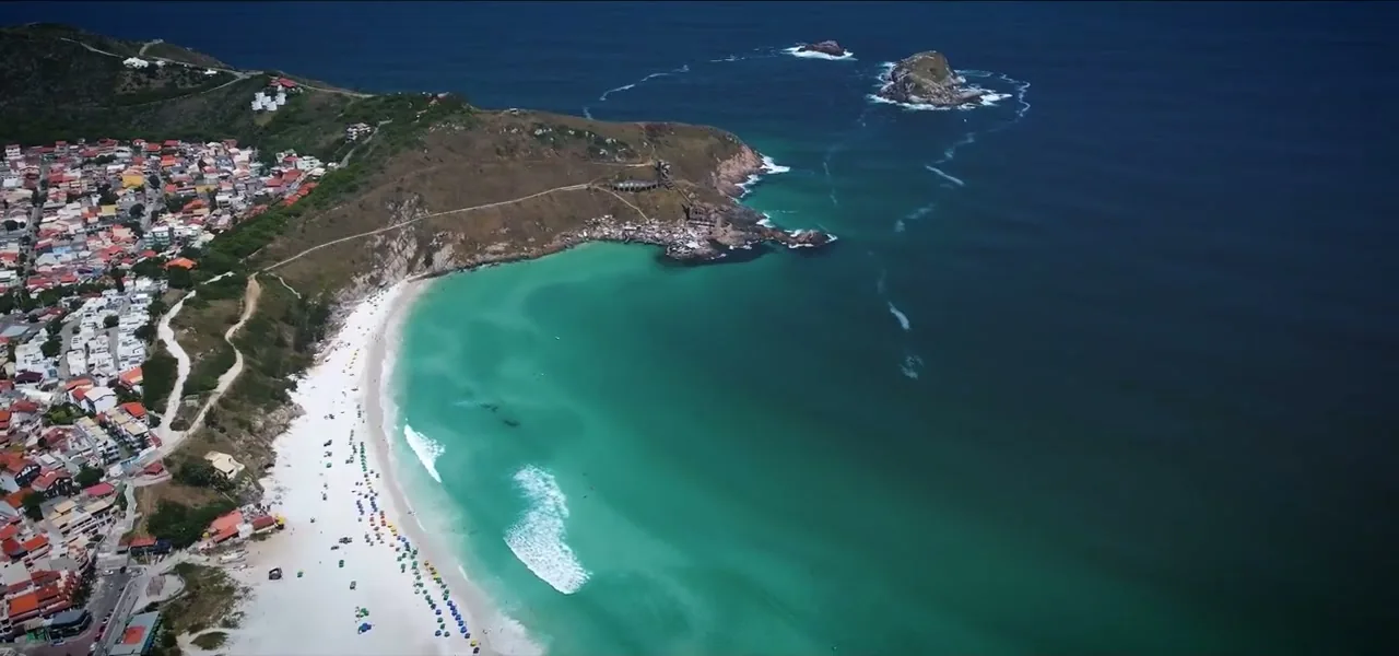 The turquoise water and coastline of Arraial do Cabo, Brazil