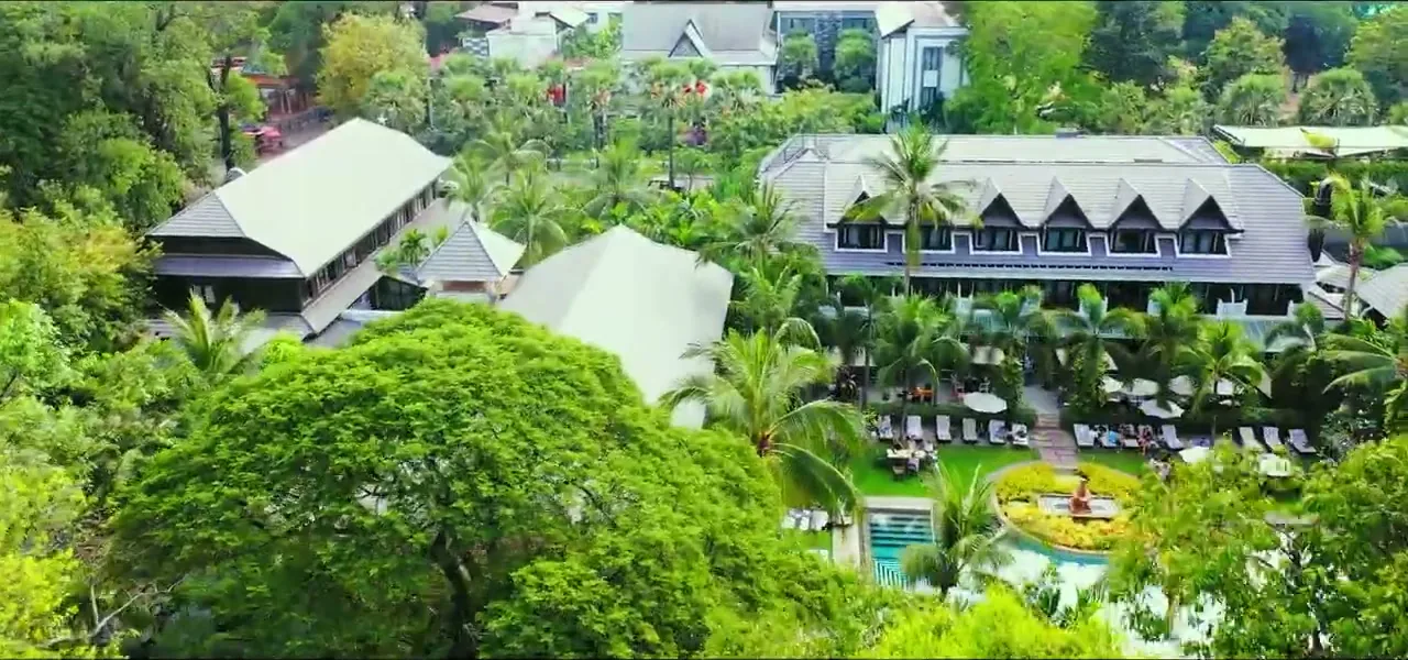 A secluded resort in green hills above the water on Koh Rong island, Cambodia