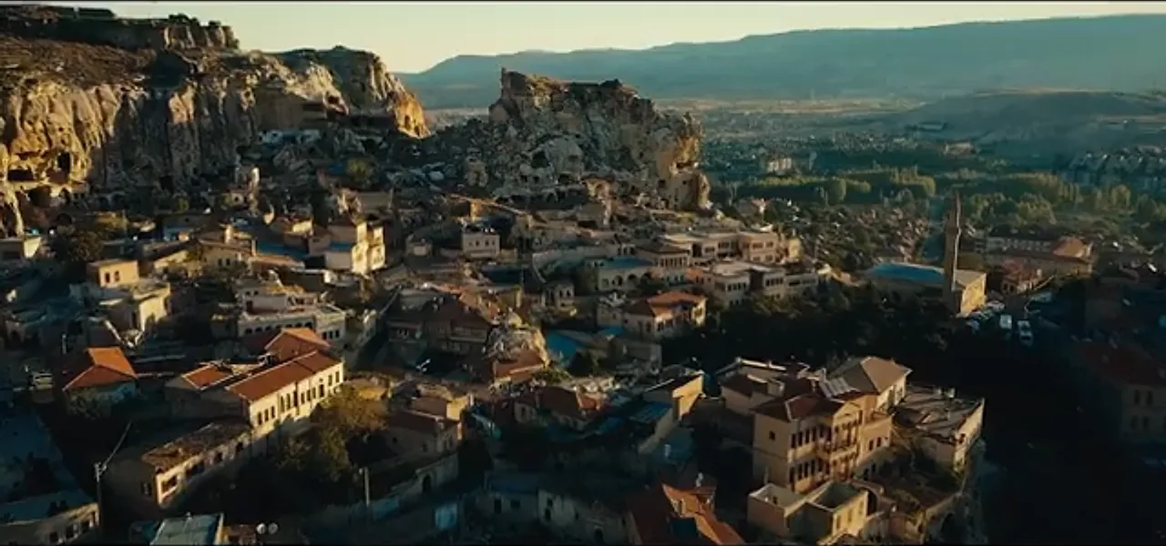 The cave hotels and stone town of Göreme, Cappadocia, at dusk