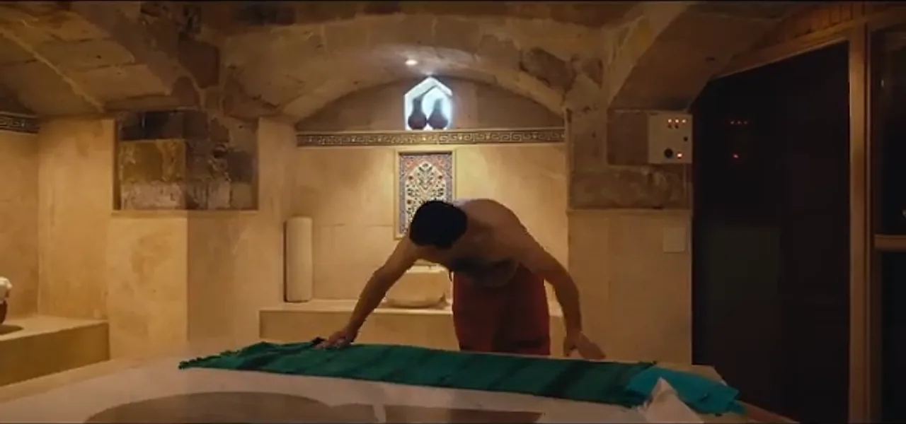 A traditional Turkish bath (hammam) scrub in Cappadocia