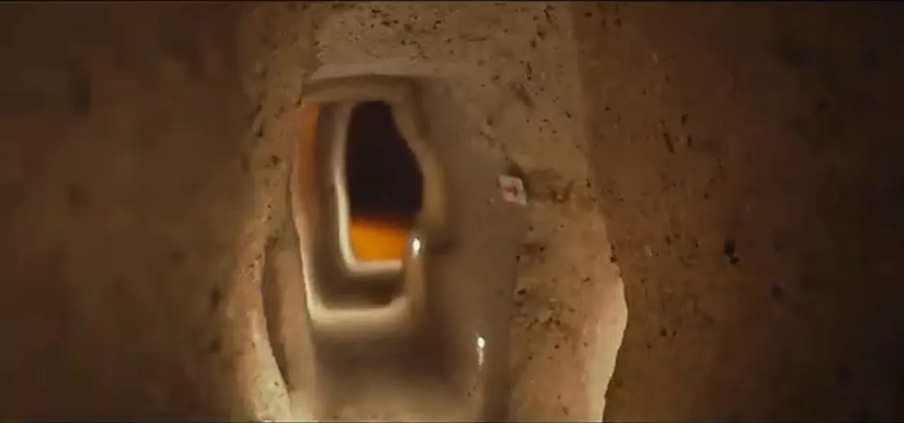 A carved chamber inside an ancient underground city in Cappadocia