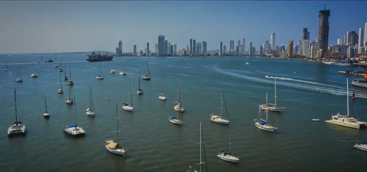 The skyline and harbour of Cartagena, Colombia