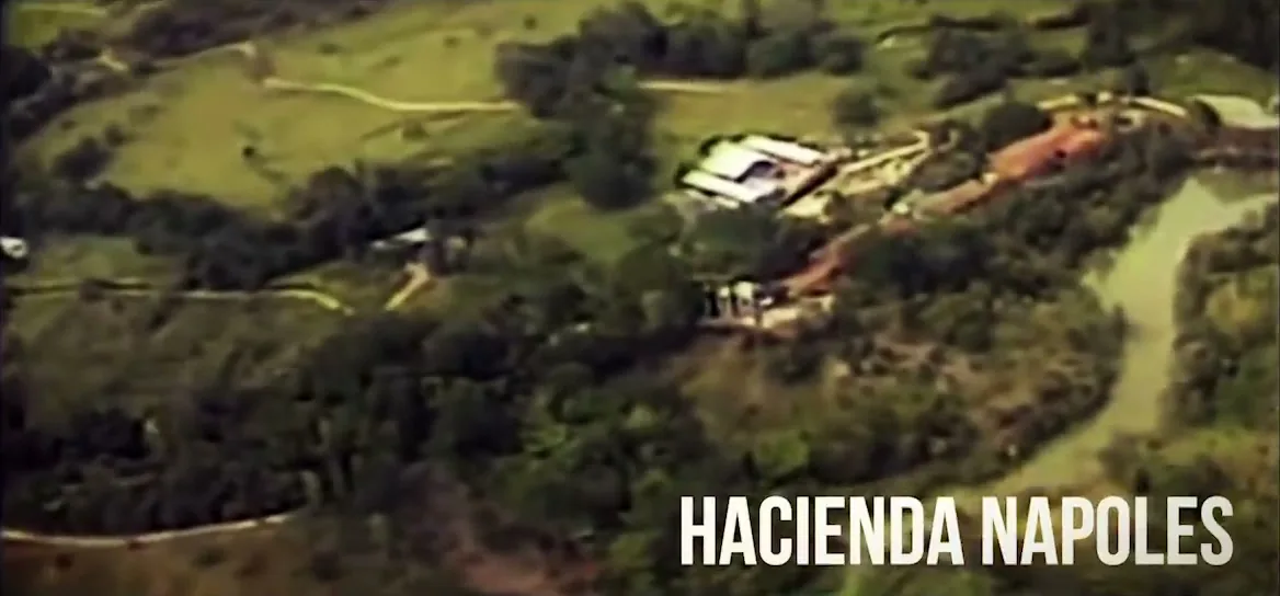 Aerial view of Hacienda Nápoles, Pablo Escobar's former estate, now a theme park in Colombia