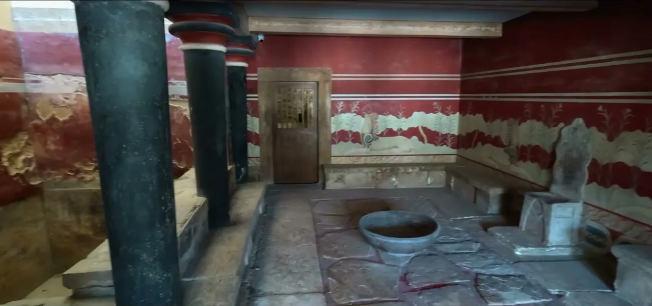 The restored ruins of the Minoan palace of Knossos in Crete