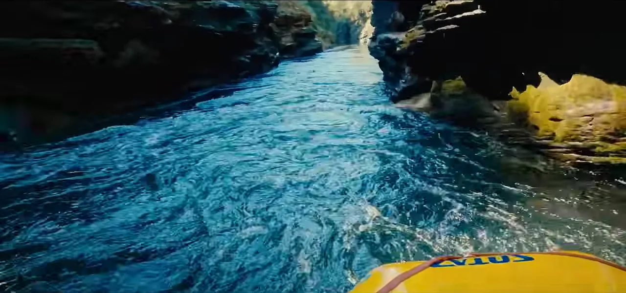 The narrow turquoise gorge of the upper Navua River in Fiji