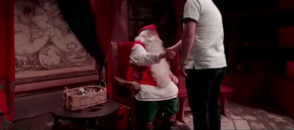 Sorin Mihailovici meeting Santa Claus inside his cabin in Rovaniemi, Finland