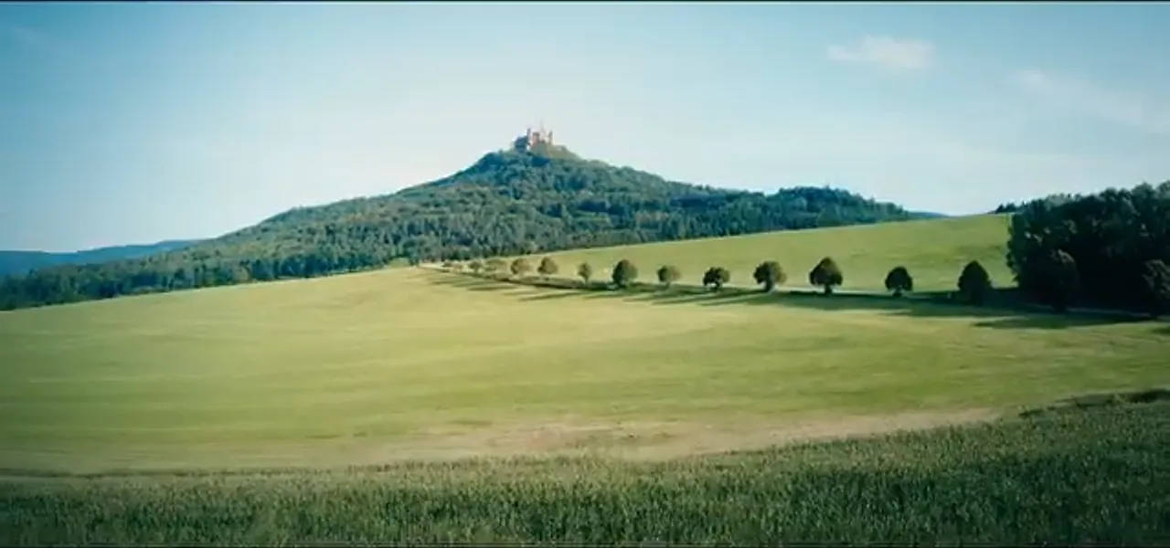 Hohenzollern Castle on its hilltop in the Swabian Alps, Germany