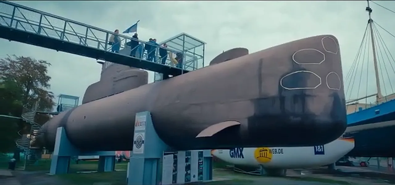 The U-9 submarine mounted for display at the Technik Museum Speyer