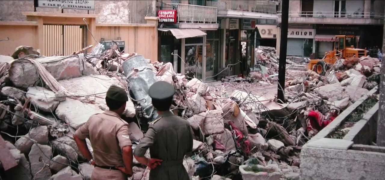Archival photo of earthquake damage in Thessaloniki, Greece, in 1978