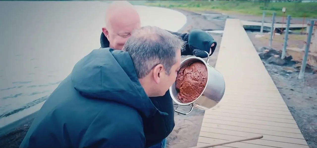 The finished geothermal rye bread baked in volcanic sand, Iceland