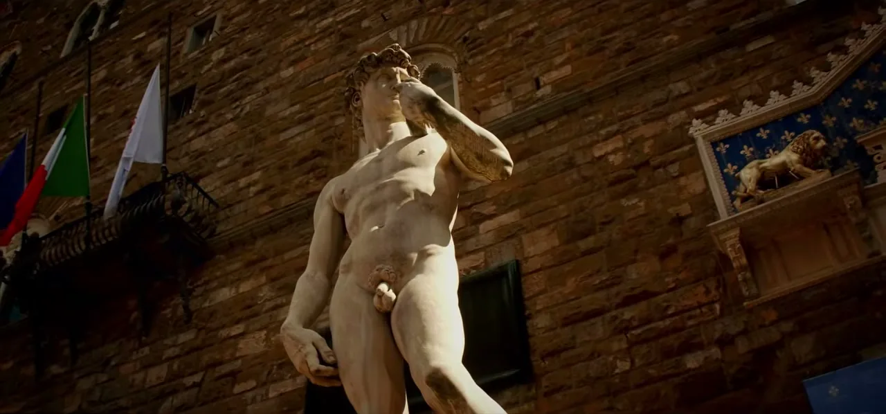 A copy of Michelangelo's David statue in Florence, Italy