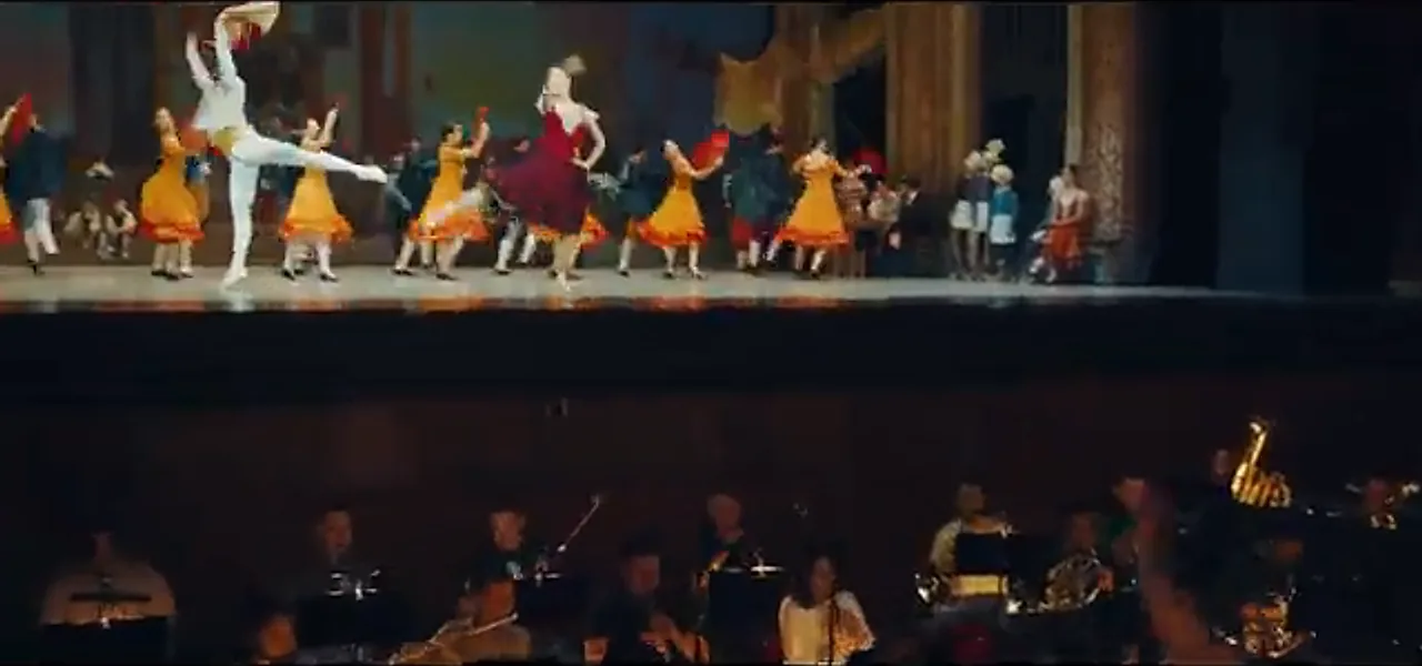 Ballet dancers in costume rehearsing at the Astana Opera, Kazakhstan