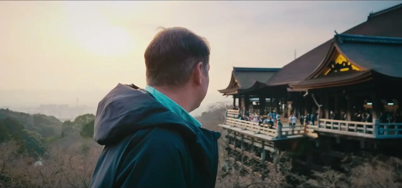 The famous elevated wooden stage of Kiyomizu-dera overlooking the trees