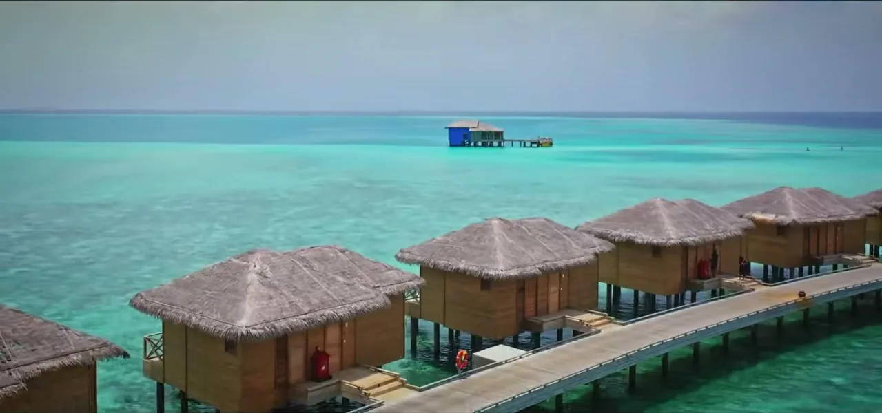 Overwater villas at a luxury resort in the Maldives
