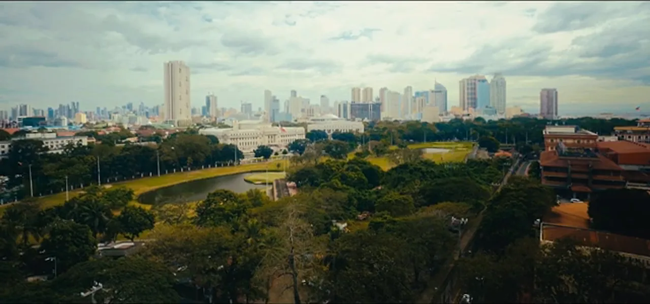 Aerial view of Manila with its old city and modern skyline, Philippines