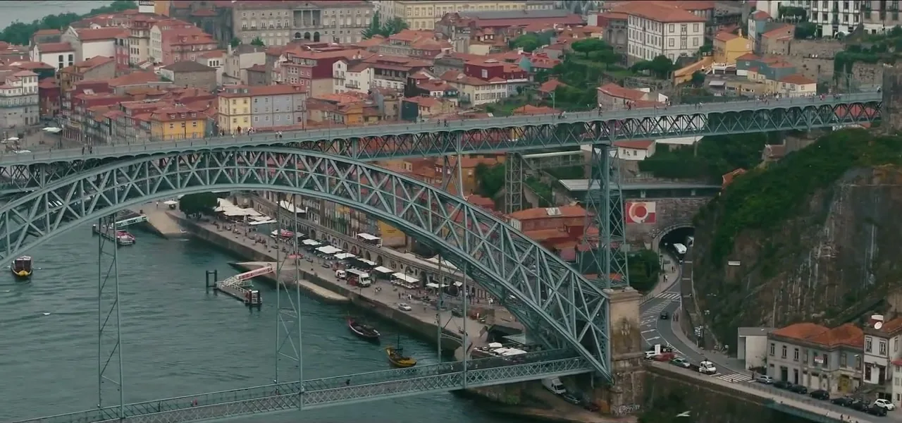 The city of Porto with the double-deck Dom Luís I Bridge over the Douro River