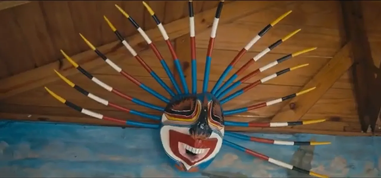 A colourful horned vejigante mask from Loíza, Puerto Rico