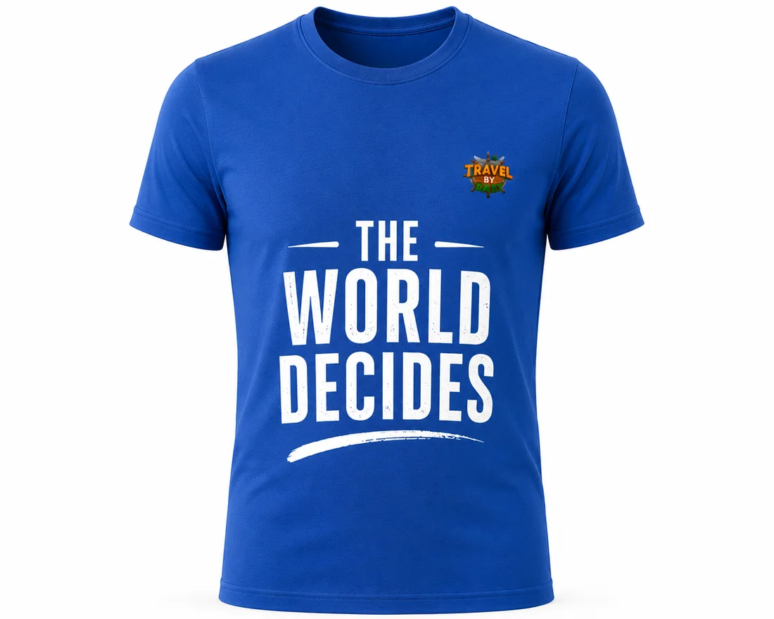 Blue Tee — “The World Decides” — Travel by Dart