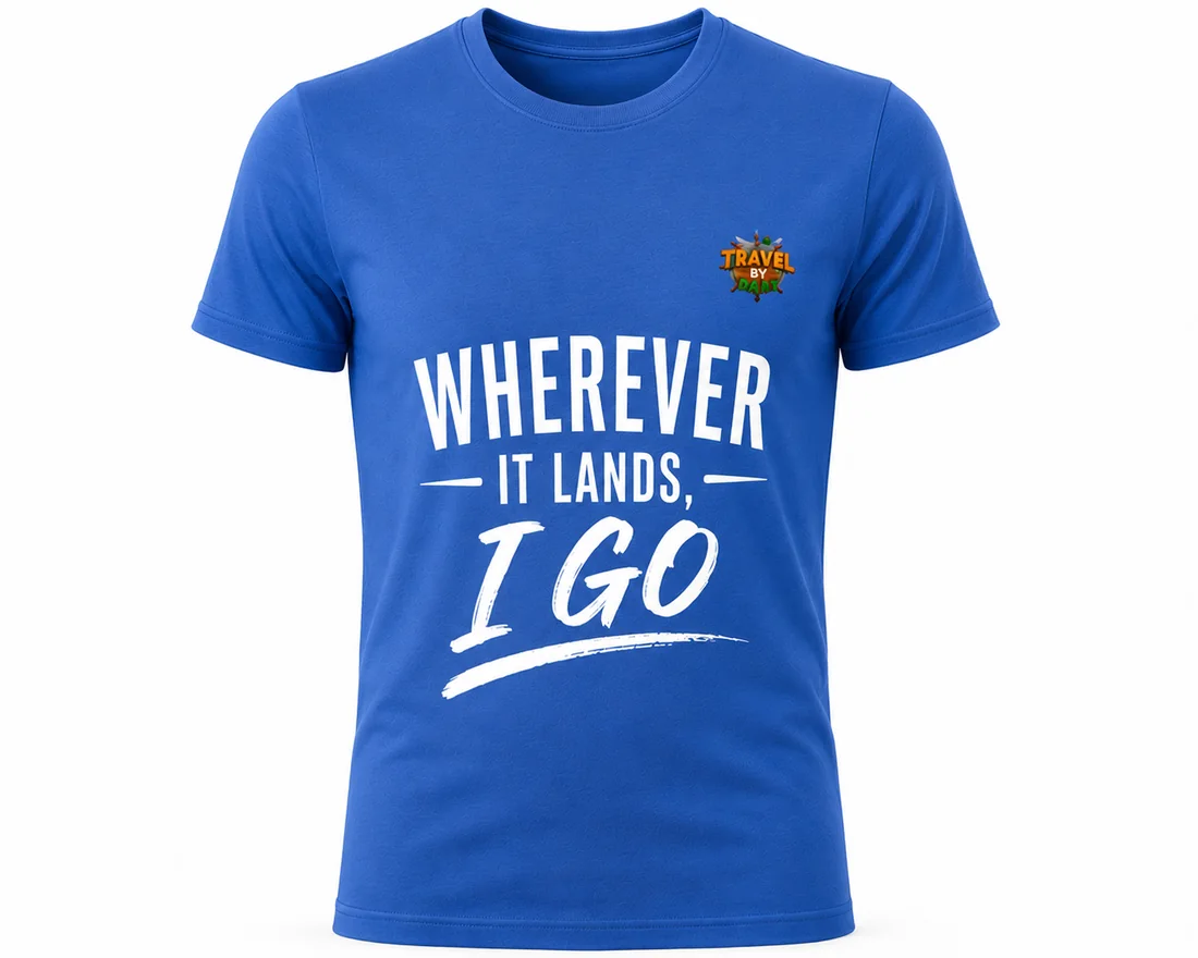 Blue Tee — “Wherever it Lands, I Go” — Travel by Dart