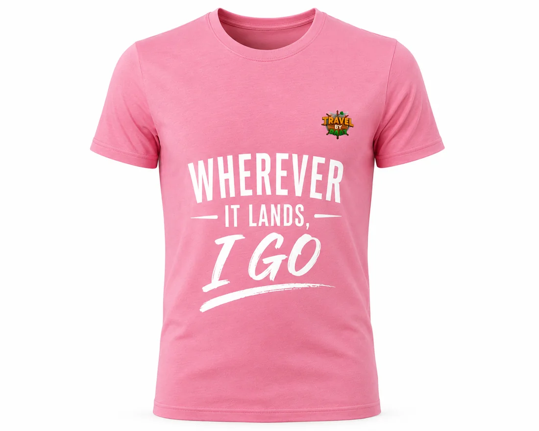 Pink Tee — “Wherever it Lands, I Go” — Travel by Dart