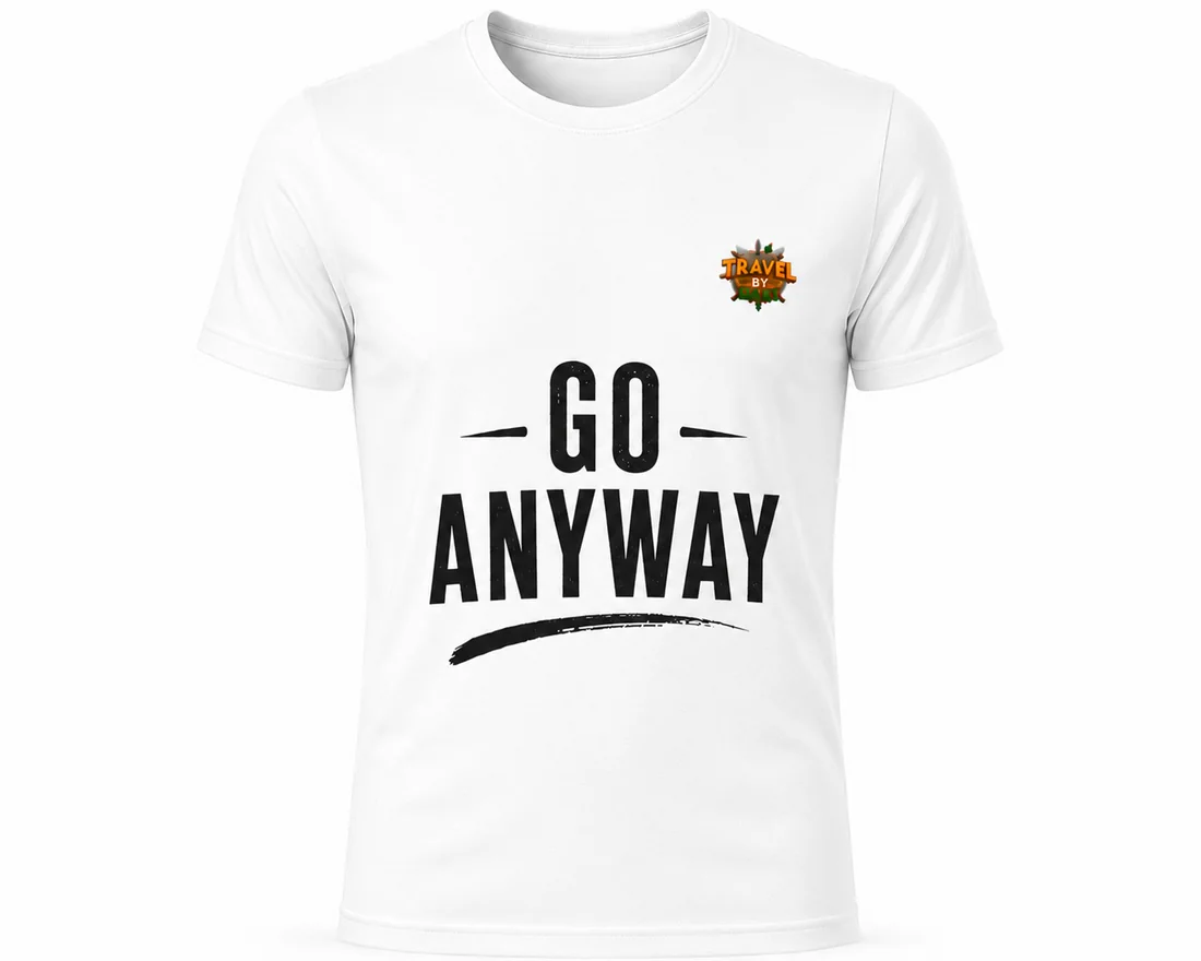 White Tee — “Go Anyway” — Travel by Dart