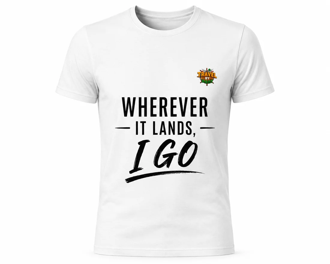 White Tee — “Wherever it Lands, I Go” — Travel by Dart